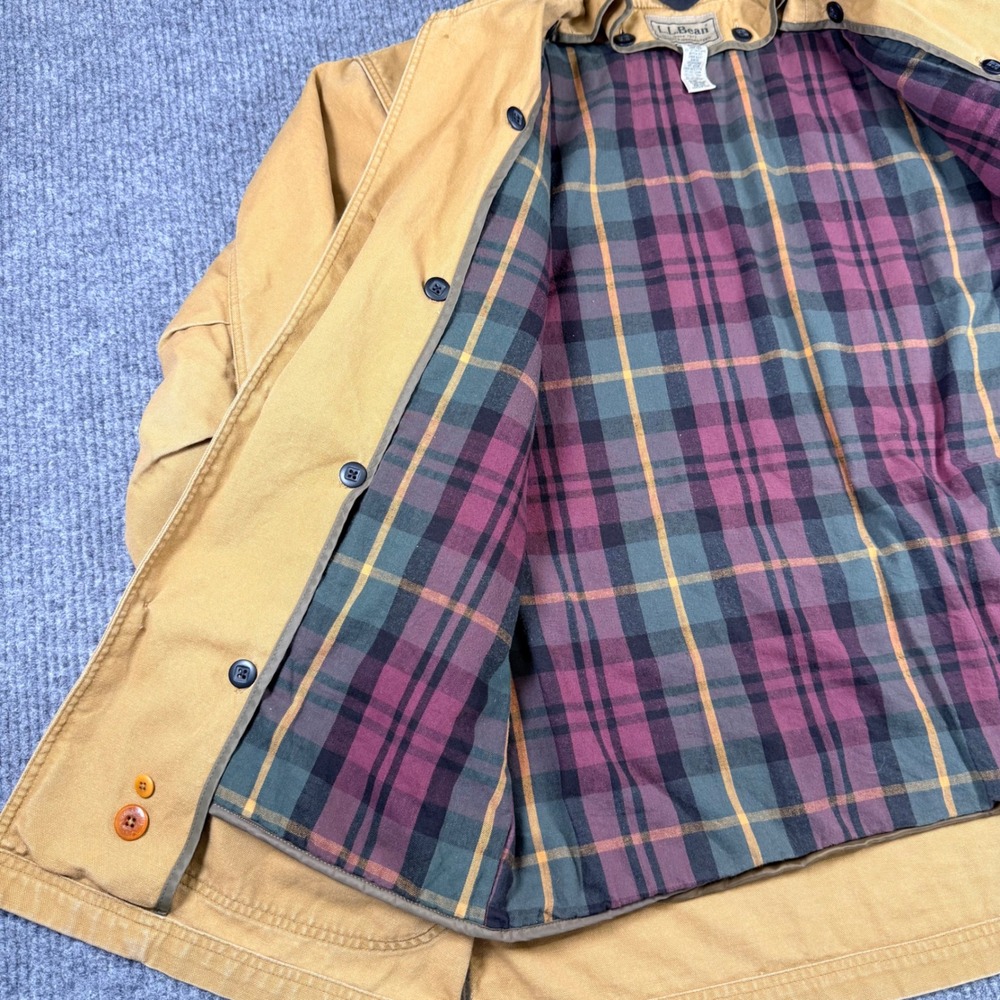 Vintage L.L.Bean Barn Coat Mens Tan Canvas PrimaLoft Lined Corduroy Collar - Picture 10 of 16